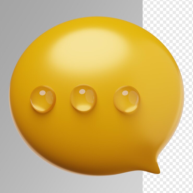 Um balão de diálogo amarelo com três gotas de água.