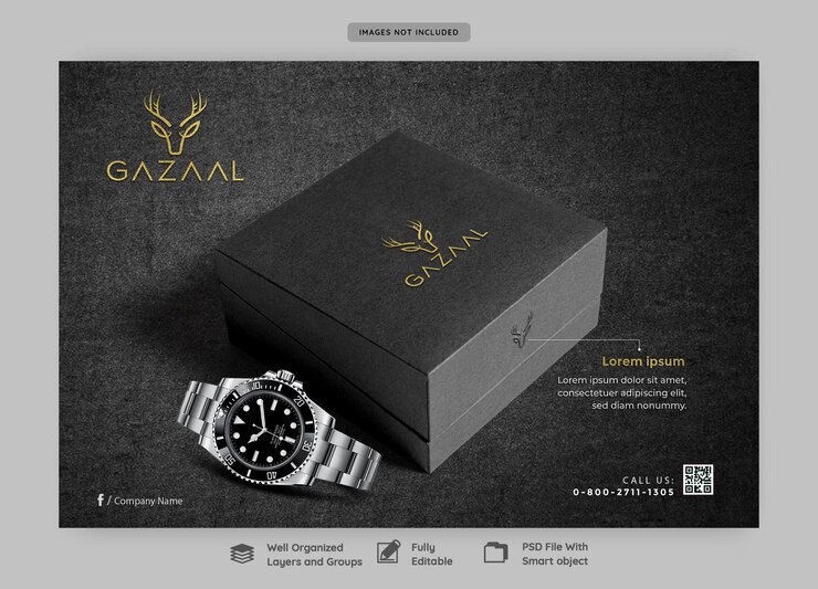 PSD um banner de postagem de mídia social de modelo de relógio com design de modelo de caixa