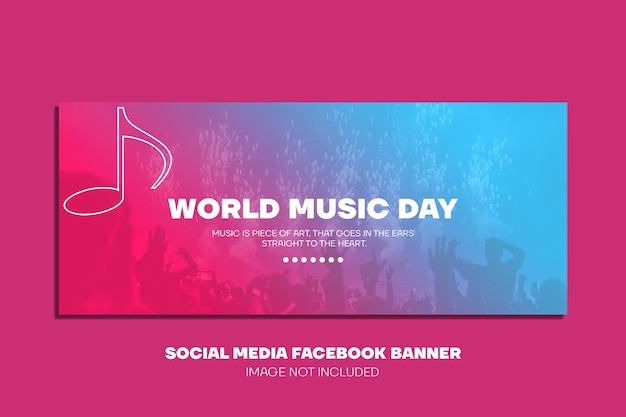 Um banner rosa e azul do dia mundial da música.
