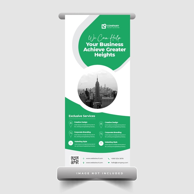 Um banner verde e branco para uma organização empresarial
