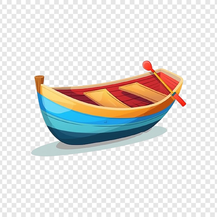 PSD um barco com uma pá de madeira em um fundo transparente