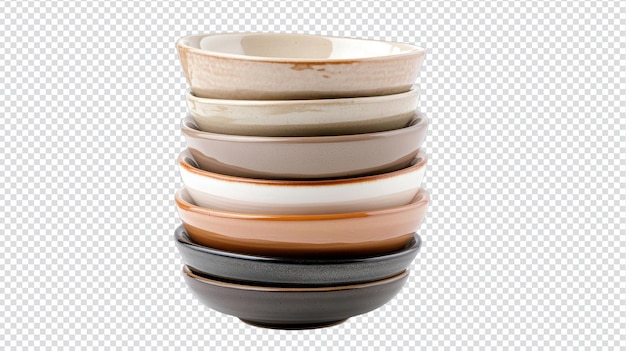 Um belo conjunto de tigelas de cerâmica empilhadas em tons neutros perfeitas para uso em decoração de casa, cozinha ou mesa