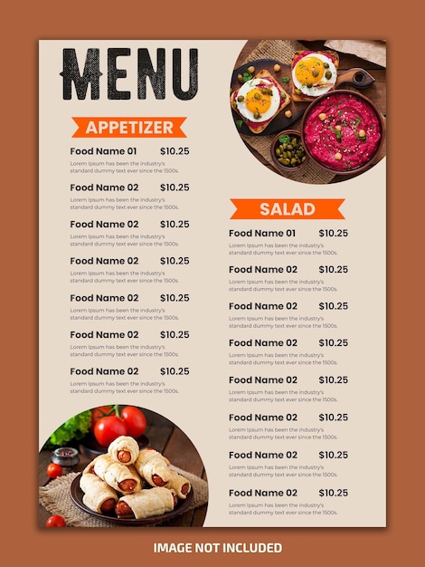 Um belo modelo de design de cardápio de comida