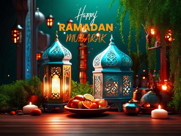 Um belo psd para o ramadan mubarak fundo