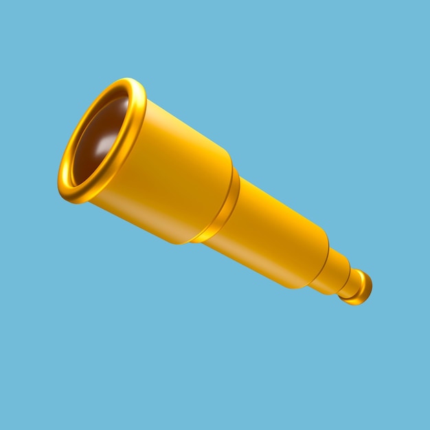 um binóculo de ícone 3D com uma cor dourada