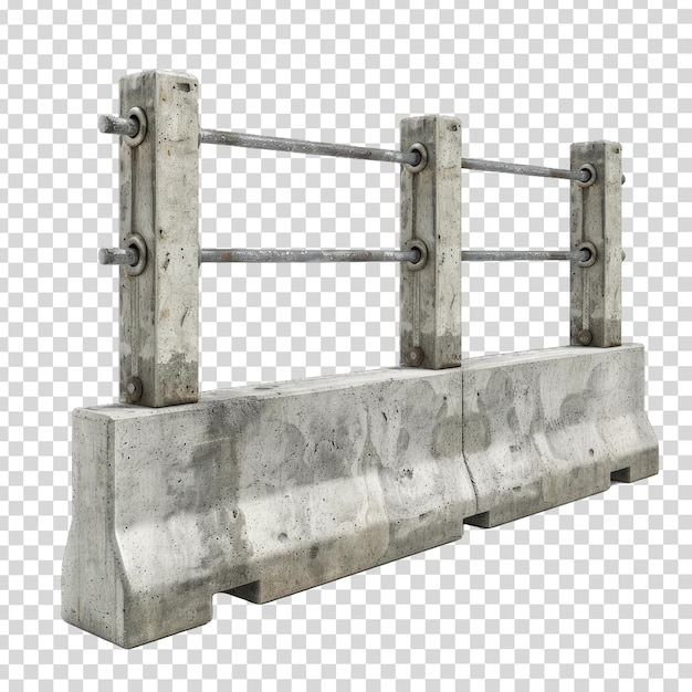 PSD um bloco de concreto com uma barra de metal sobre ele e um fundo branco