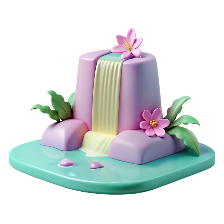 PSD um bolo de lego com flores e uma flor nele.
