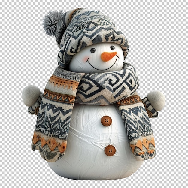 PSD um boneco de neve feliz isolado em fundo transparente png disponível