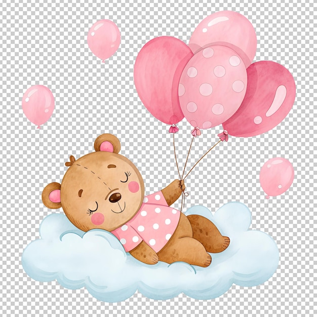um bonito bebê urso de pelúcia clipart aquarela