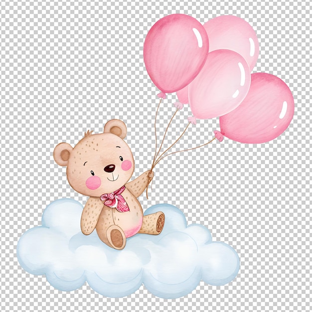 um bonito bebê urso de pelúcia clipart aquarela