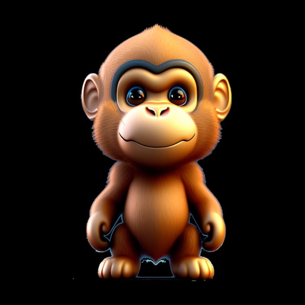 PSD um bonito clipart de macaco de desenho animado em 3d.