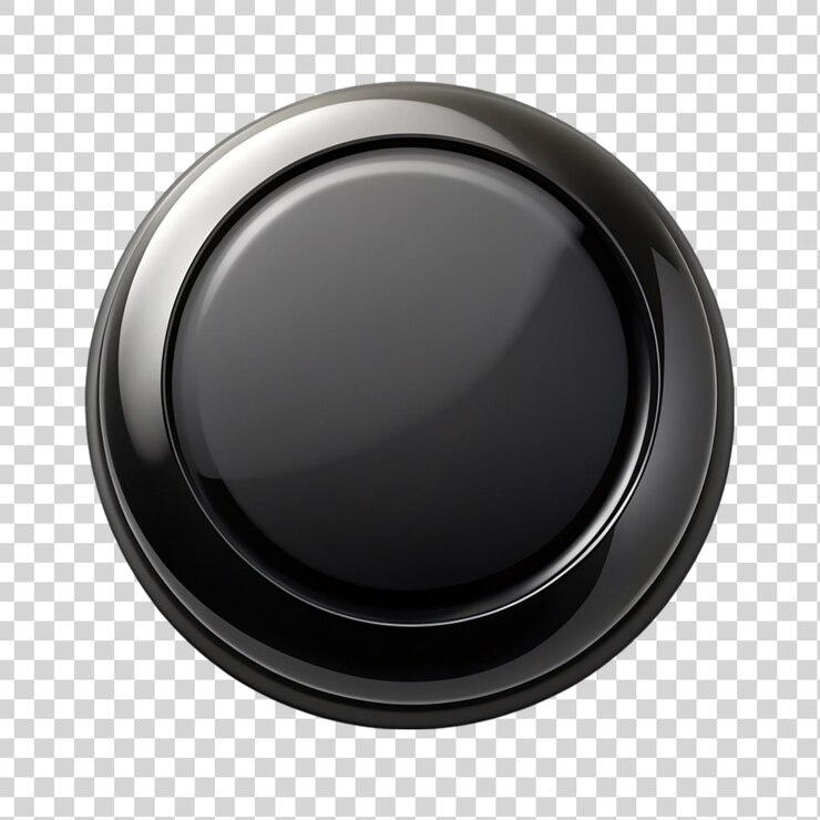 PSD um botão preto isolado em fundo transparente