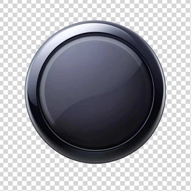 Um botão preto isolado em fundo transparente