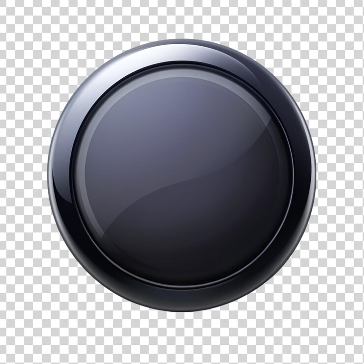 PSD um botão preto isolado em fundo transparente