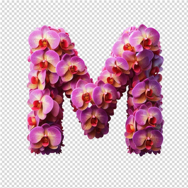 Um bouquet de flores com a letra m em um fundo transparente