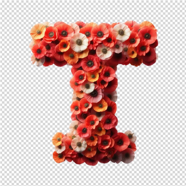 PSD um bouquet de flores com a letra t nele