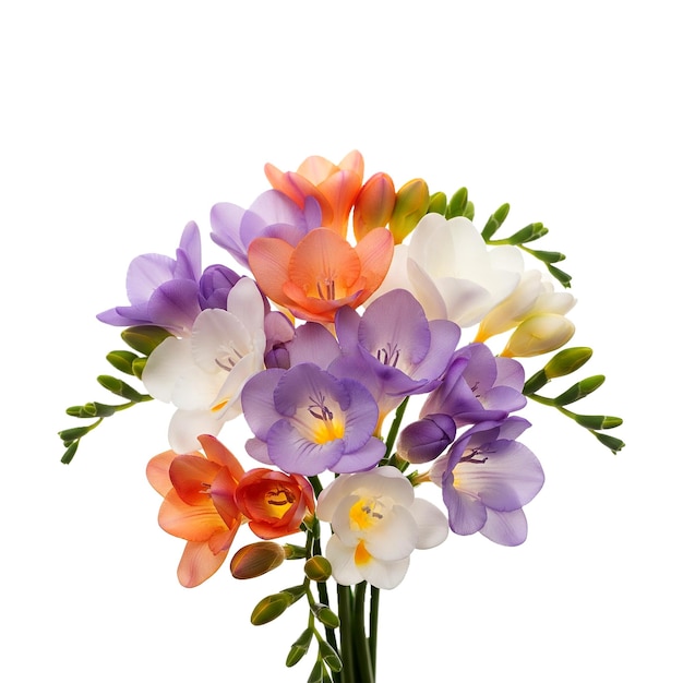 Um bouquet vibrante de frezias multicoloridas em plena floração