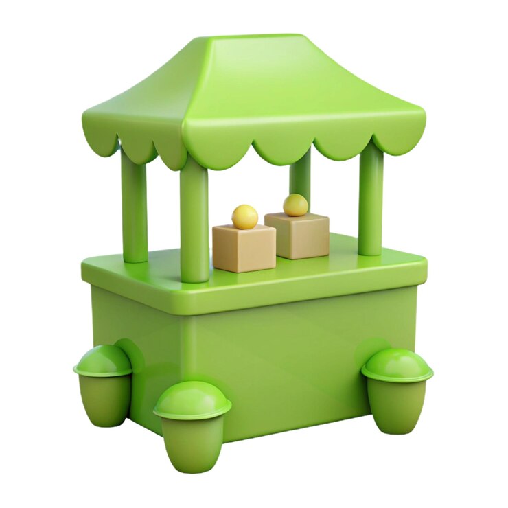 PSD um brinquedo verde com um telhado verde e uma cúpula verde