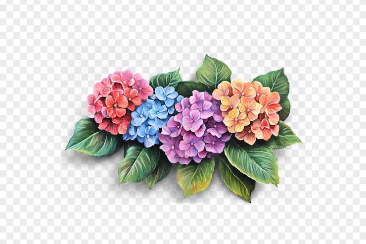 PSD um buquê de flores com um fundo de folhas verdes
