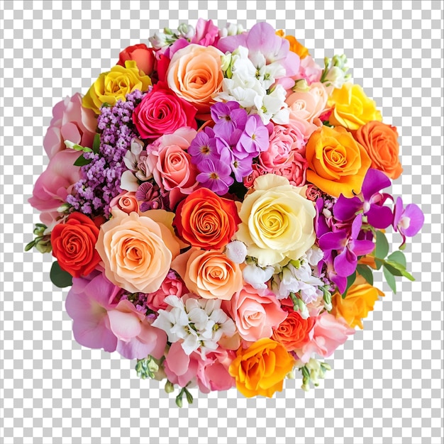 um buquê de flores e flores cheias de colarinho em um fundo transparente