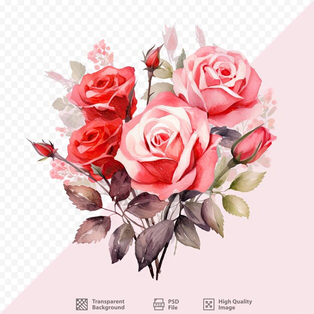 PSD um buquê de rosas com fundo rosa.