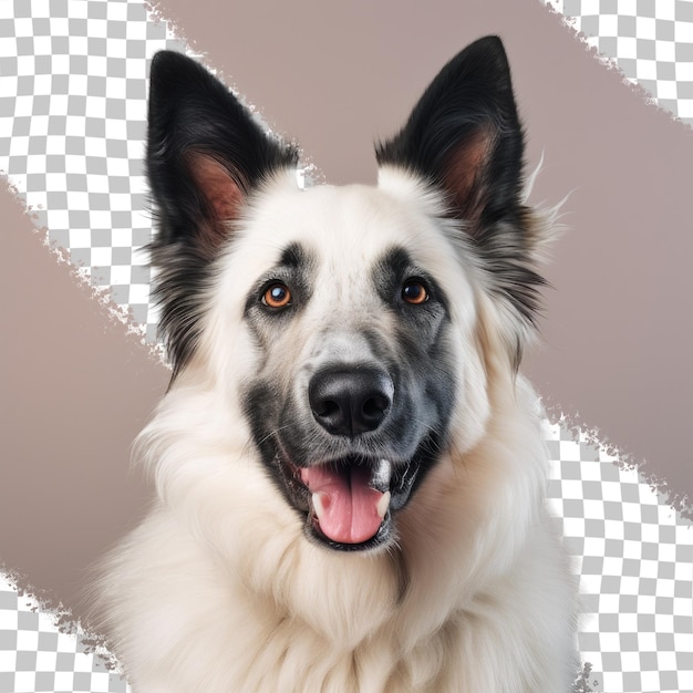 PSD um cachorro com nariz preto e fundo branco com contorno preto.