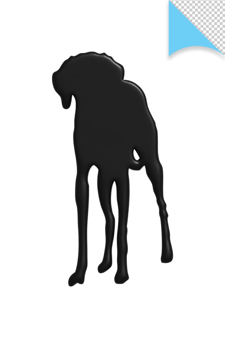 PSD um cachorro preto com um ponto azul na parte inferior