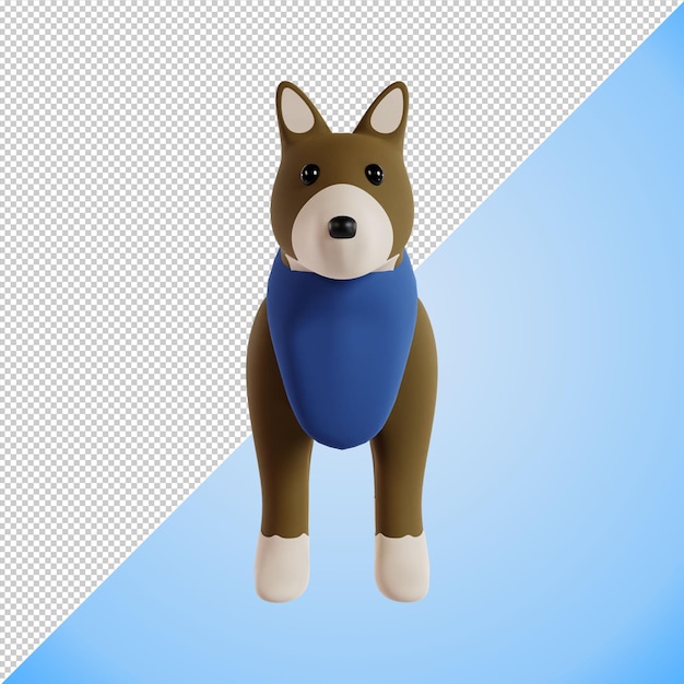 Um cachorro vestindo uma ilustração de renderização 3d de bandana azul