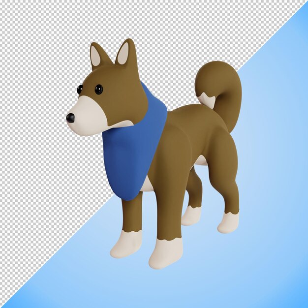 Um cachorro vestindo uma ilustração de renderização 3d de bandana azul