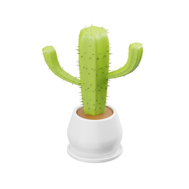 Um cacto verde com um pote branco que diz "a palavra" nele.
