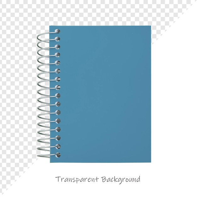 um caderno azul com uma capa azul que diz citação transparente na parte inferior