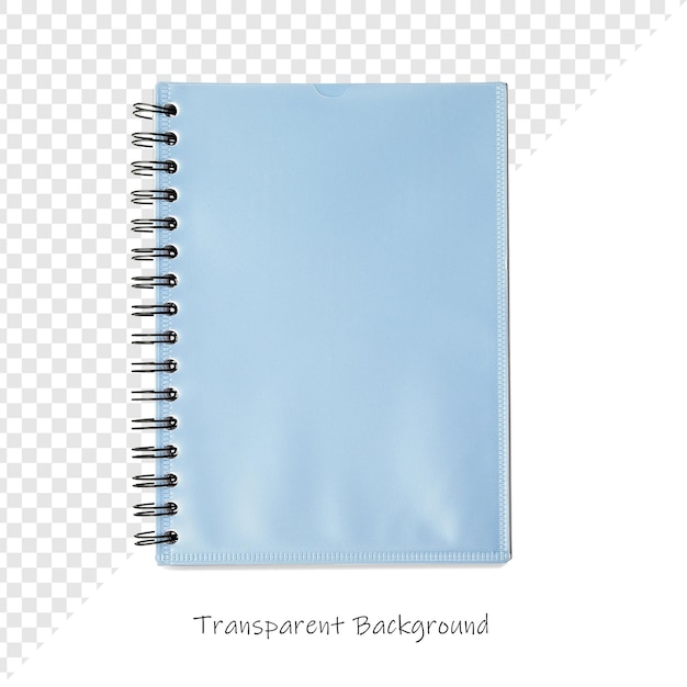 um caderno com uma capa azul que diz "transparent"