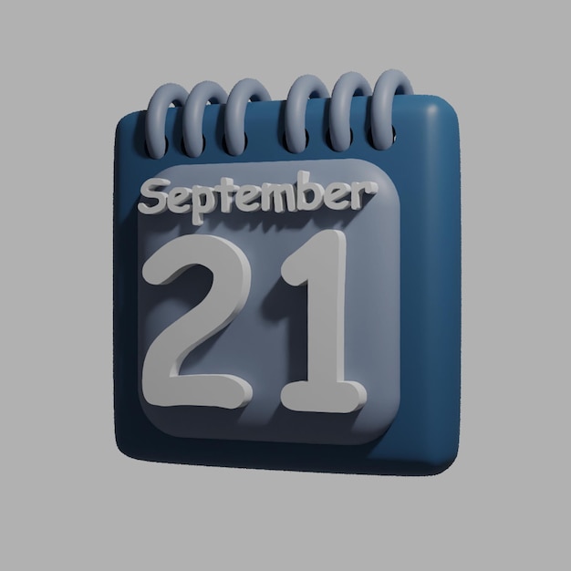 PSD um calendário azul com a data 21 de setembro