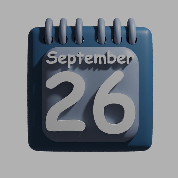 PSD um calendário azul com a data 26 de setembro