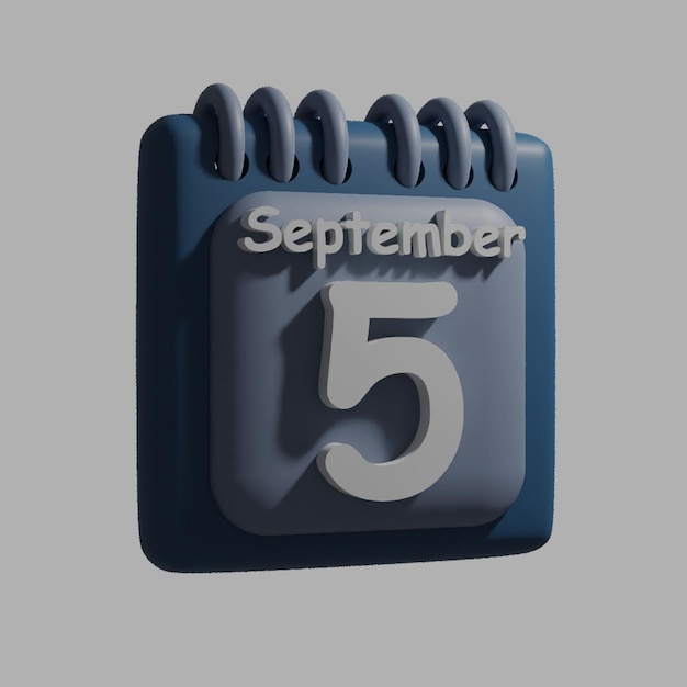 PSD um calendário azul com a data 5 de setembro