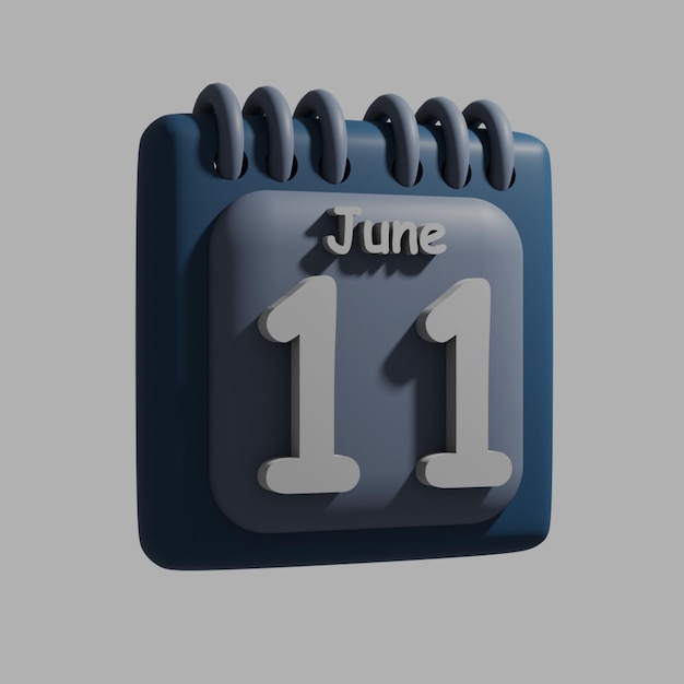 PSD um calendário azul com a data de 11 de junho