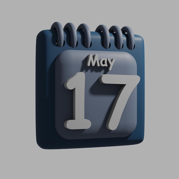 PSD um calendário azul com a data de 17 de maio.