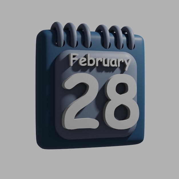 Um calendário azul com a data de 28 de fevereiro