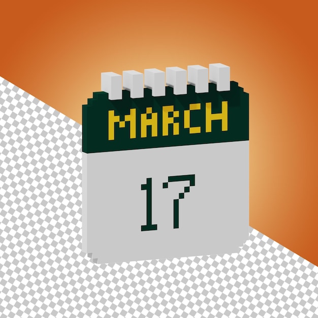 PSD um calendário com a data de 17 de março nele
