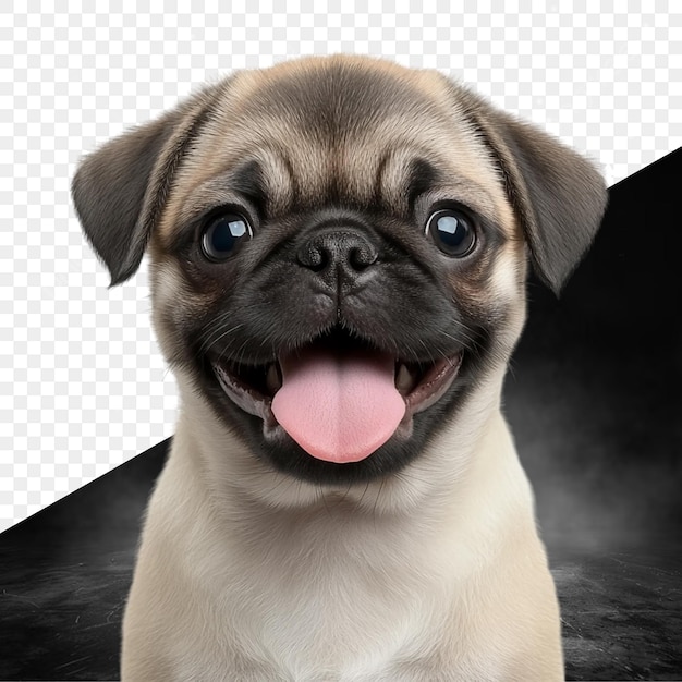 um cão com a língua para fora e um fundo preto com um fundo preto