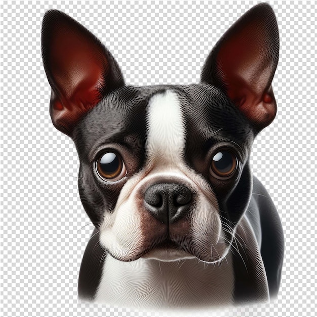 Um cão com um nariz preto e uma faixa branca em seu rosto