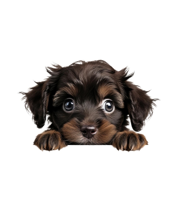 PSD um cão com um olho grande e um fundo branco