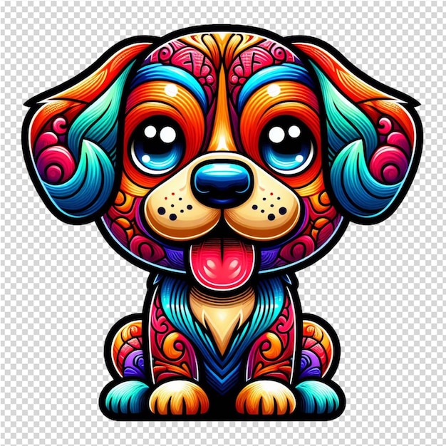 PSD um cão com um padrão colorido na cabeça