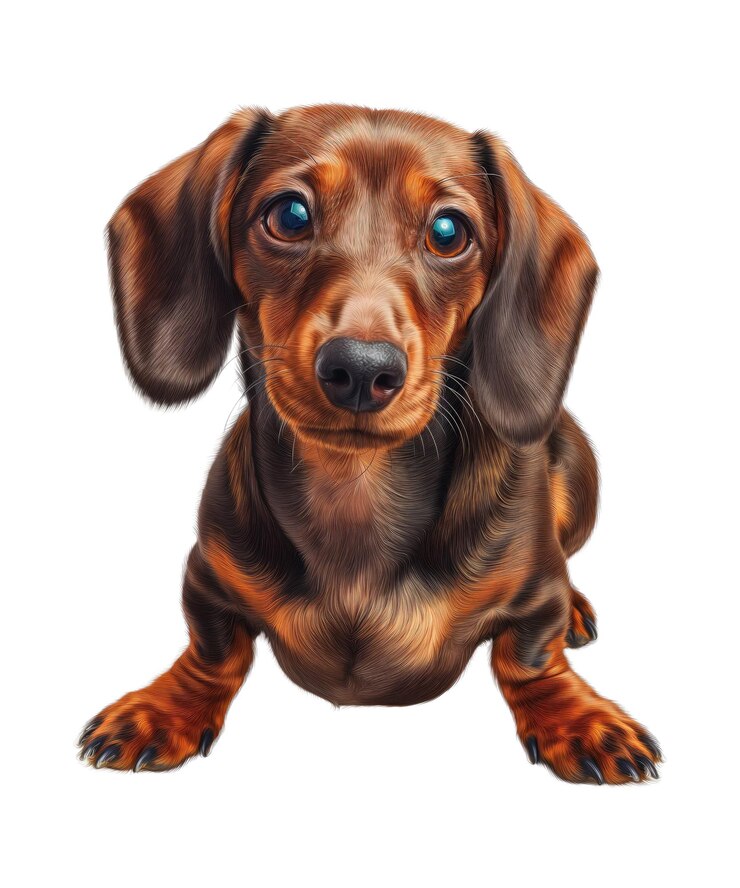 PSD um cão dachshund com um rosto castanho e um nariz preto