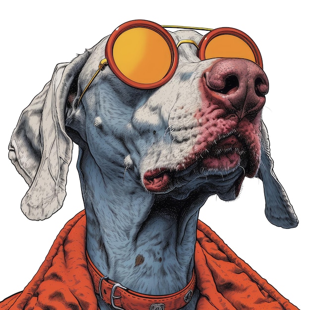 PSD um cão de caça de barro em óculos de cão de guarda indiano imagens isoladas fundo branco