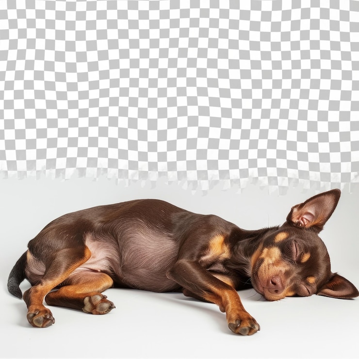 PSD um cão está deitado no chão com um fundo branco