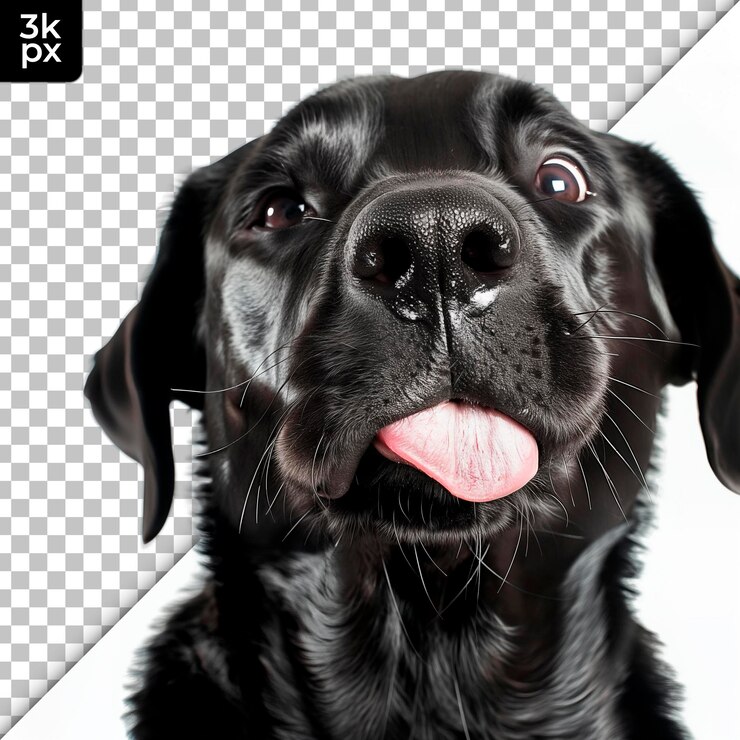 PSD um cão preto com a língua saindo