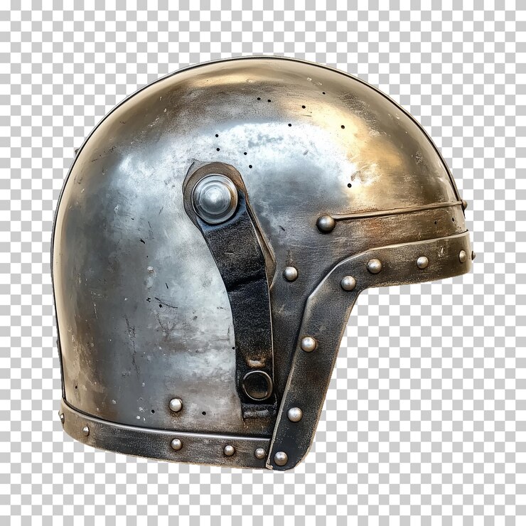 PSD um capacete com uma tampa prateada isolada em um fundo transparente