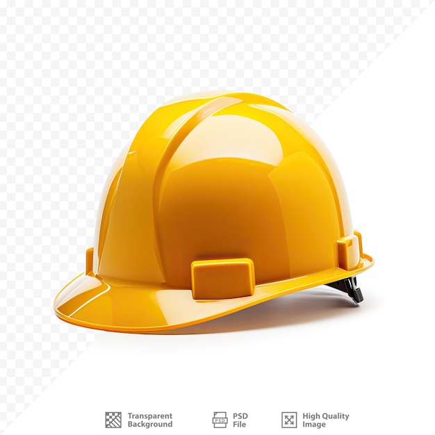 PSD um capacete de construção amarelo está em um fundo branco.