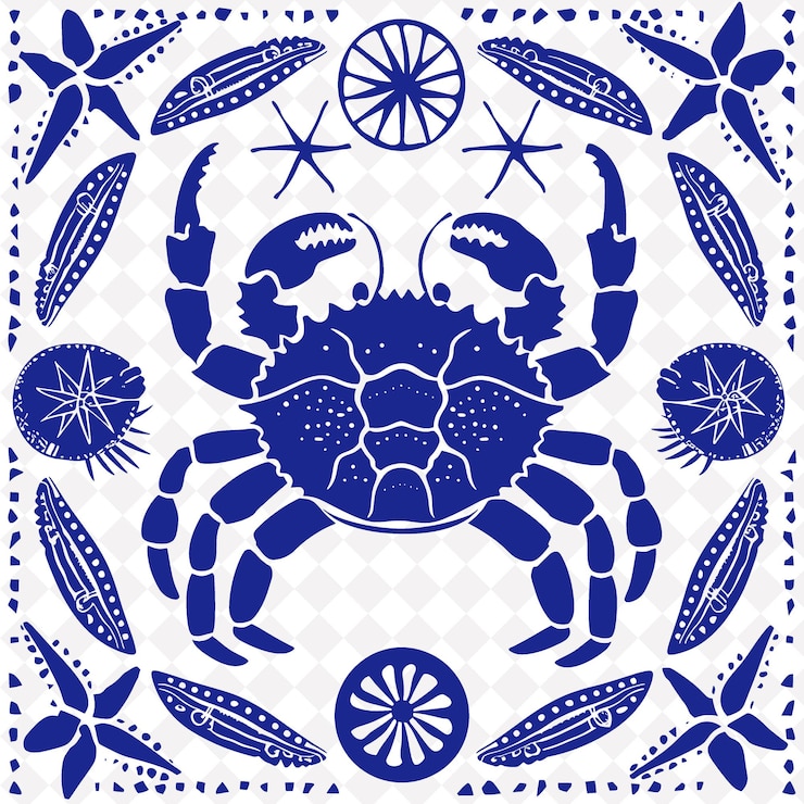 PSD um caranguejo azul com uma estrela-do-mar.